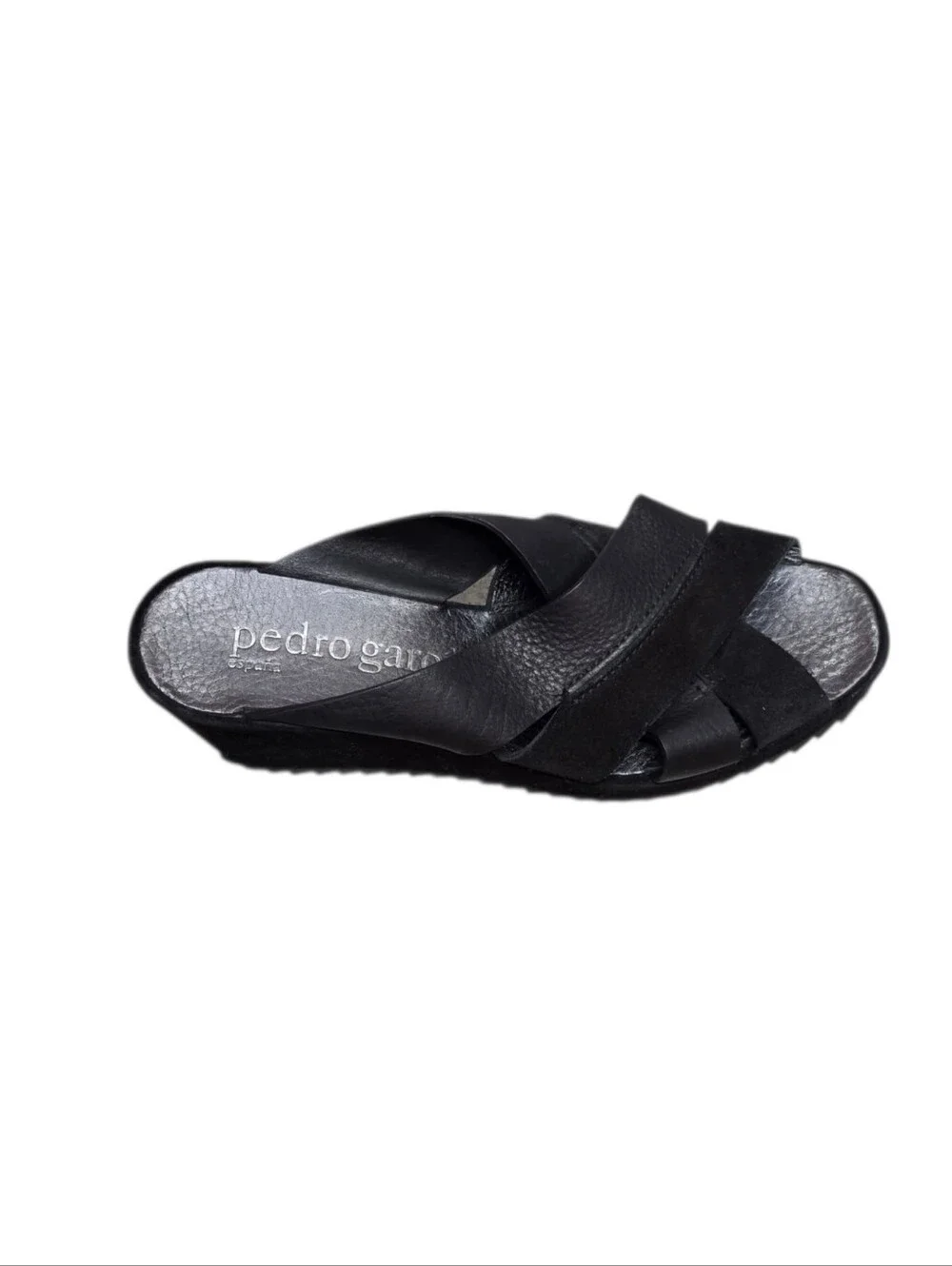 Pedro Garcia Black Leather Wedge Slide EUC